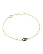 14k Pave Black Diamond Evil Eye Station Bracelet