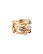 Romance 18k Tricolor Overlap Diamond Bow Ring