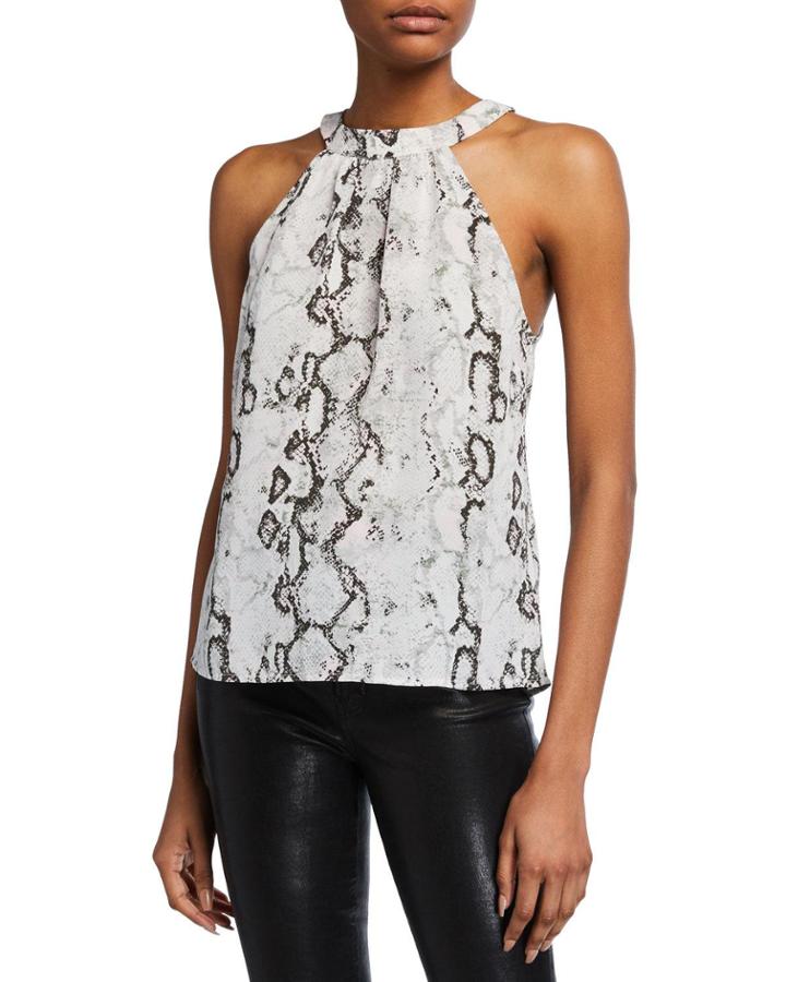 Halter-neck Python-print Top