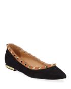 Valery Suede Leather Studded Ballerina Flats