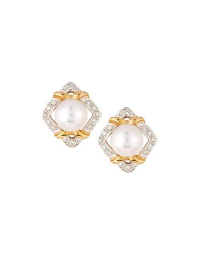 14k Two Tone Pearl & Diamond