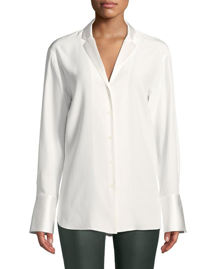 Alyssia Silk Button-front Blouse