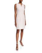 Sleeveless Tweed Sheath Dress With Pockets