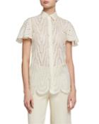 Eyelet Scallop Frayed Short