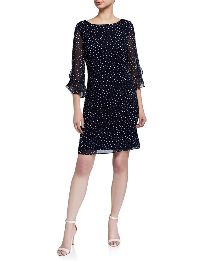 Printed Polka Dot Chiffon Dress