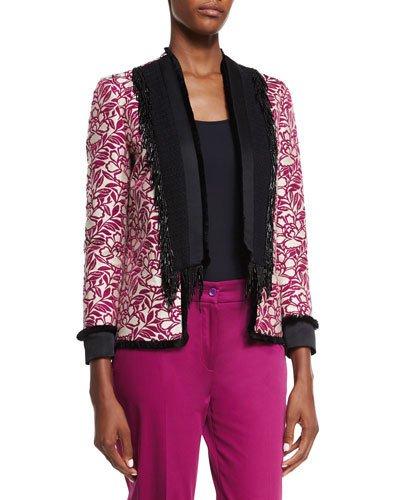Embroidered Beaded-fringe Jacket