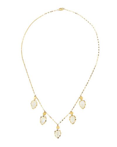 14k Pear Rainbow Moonstone Station Necklace