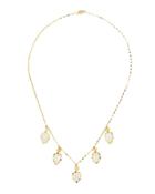 14k Pear Rainbow Moonstone Station Necklace