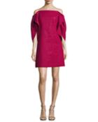 Off-the-shoulder Structured-sleeve A-line Cocktail Dress