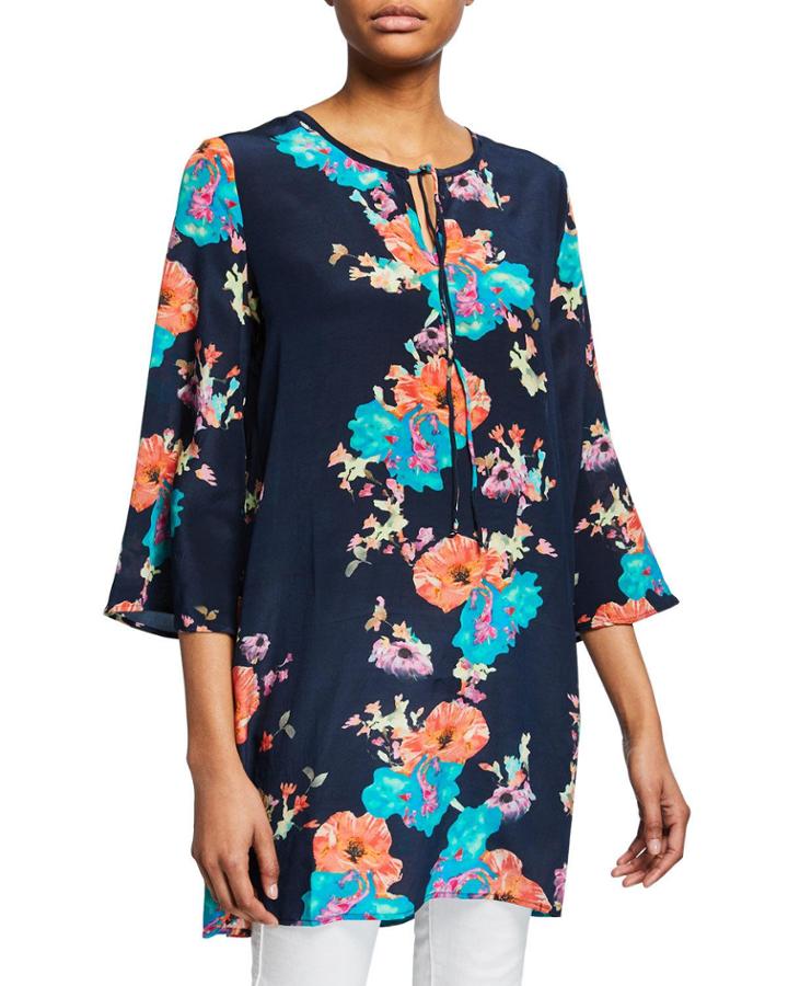 Astrid Floral-print 3/4-sleeve Tunic