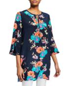 Astrid Floral-print 3/4-sleeve Tunic