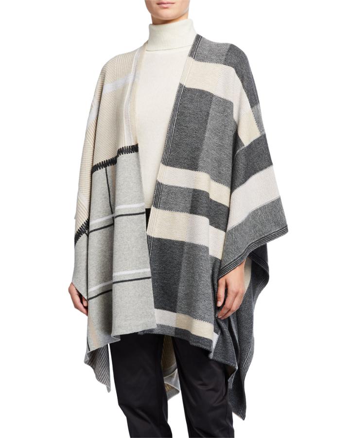 Plaid Patchwork Wool-blend Wrap