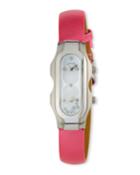 Stainless Steel Diamond Mini Signature Watch, Mother-of-pearl/pink