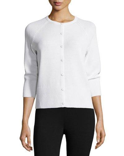Santana 3/4-sleeve Cardigan, Bright White