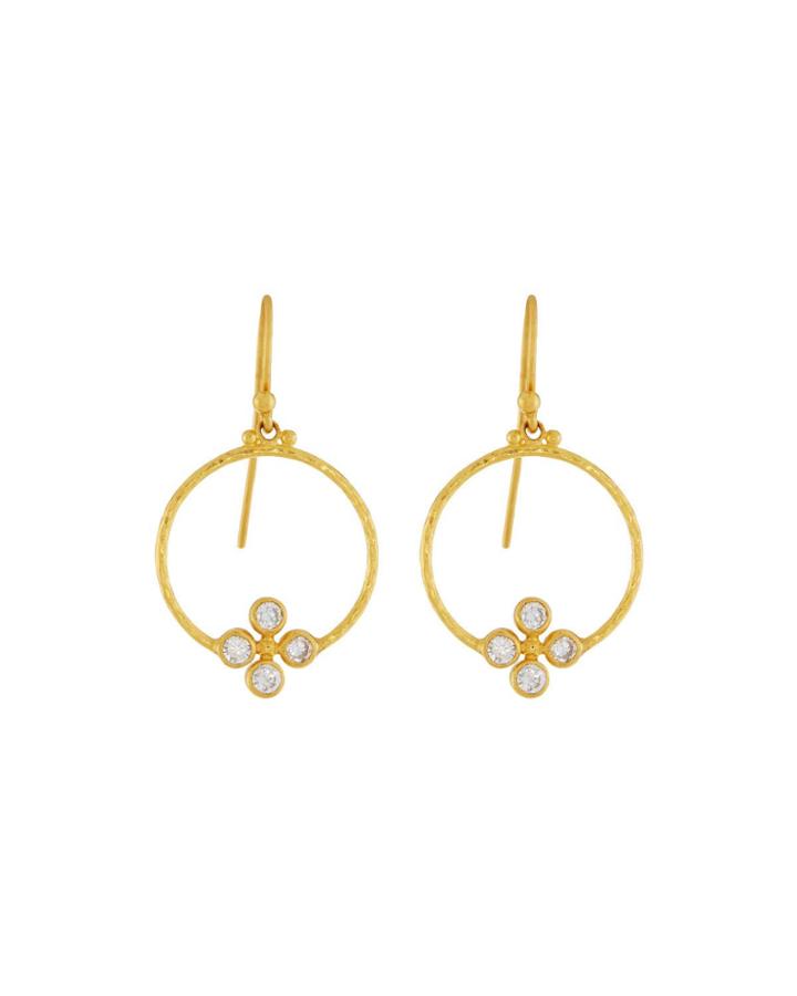 Clover 24k Circular Diamond Drop Earrings
