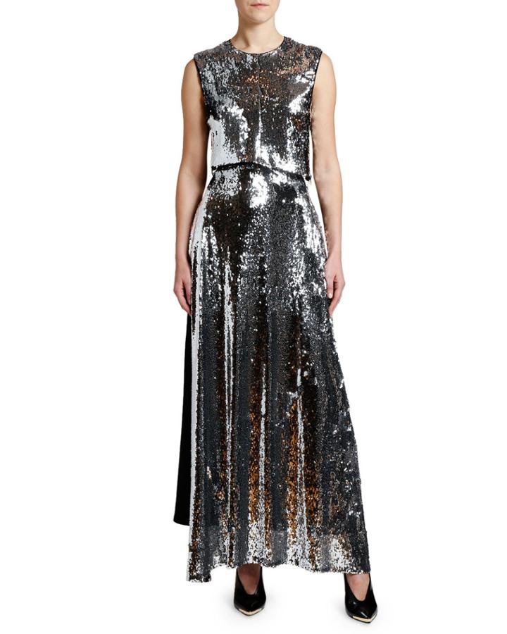 Sequined-front Gown