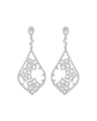 18k White Gold Diamond Star Dangle Earrings
