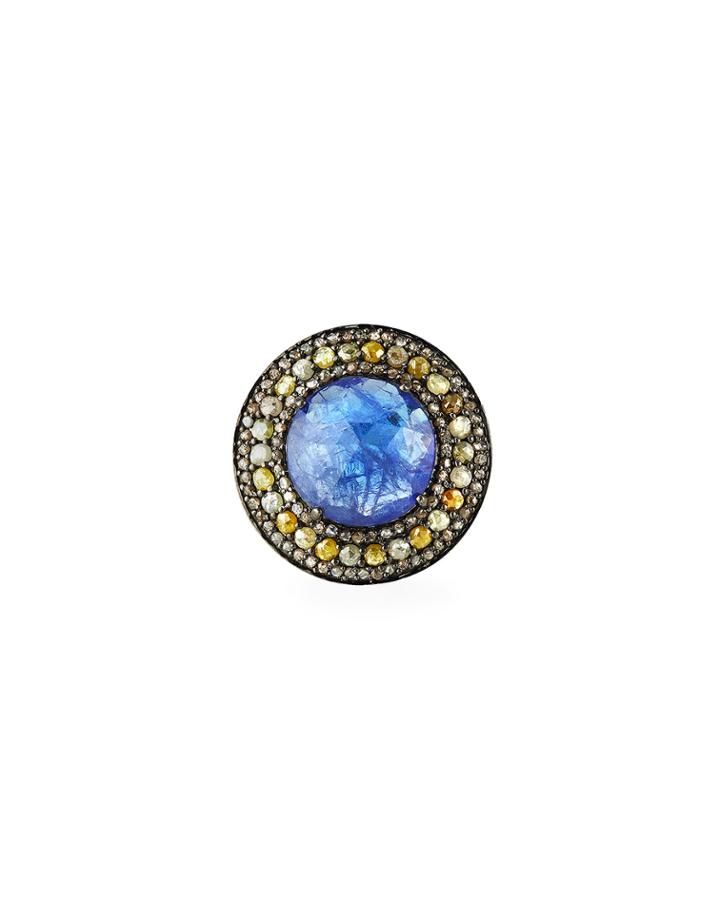 Tanzanite Circular Ring With Diamonds,