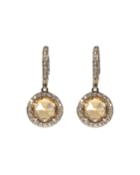 18k White/yellow Gold Diamond & Citrine Drop Earrings