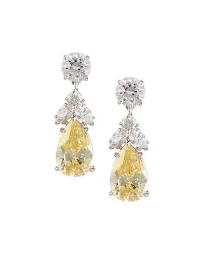 Pear Canary Crystal Drop Earrings