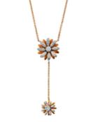 18k Pink Gold Diamond Flower Y-drop Necklace