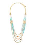 Beaded Multi-strand Necklace, Blue/green