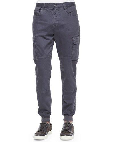 Stretch-twill Cargo Jogger Pants, Gray