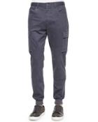 Stretch-twill Cargo Jogger Pants, Gray