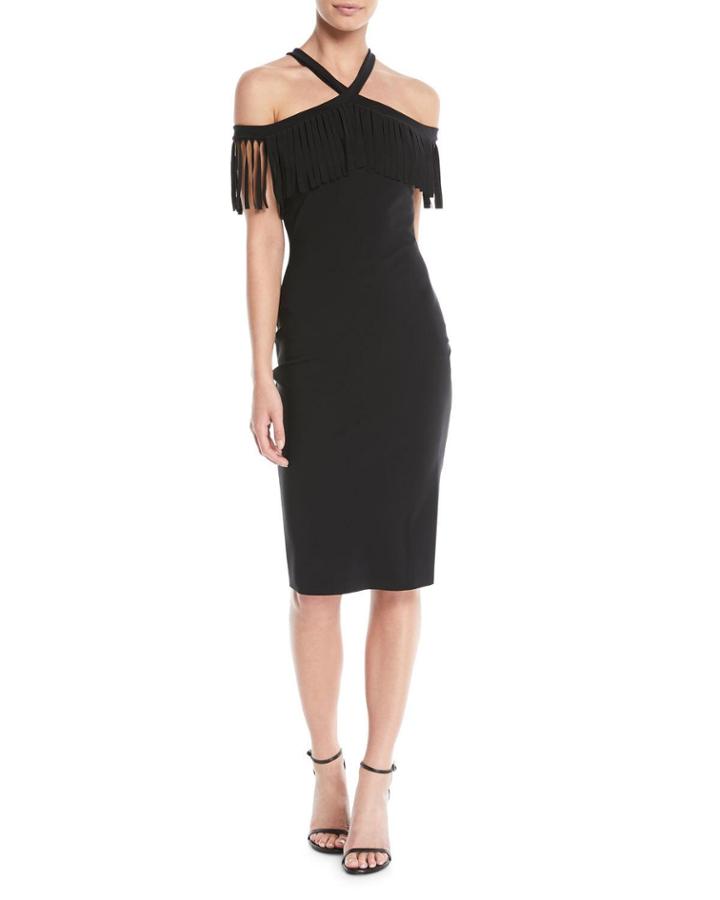 Ema Fringe Crisscross Cocktail Dress
