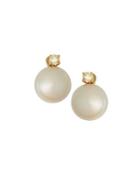 14k Yg South Sea Pearl & Diamond Stud Earrings,