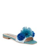 Rainy Leather Raffia Pompom