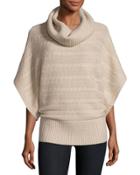 Cashmere Cable-knit Banded-hem Poncho, Oatmeal