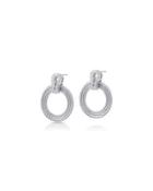 Classique Hoop-drop Earrings W/ Pave Diamonds, Gray