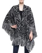 Chevron Wool Shawl W/ Fringe