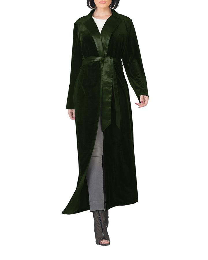 Freya Velvet Wrap Midi Coat Dress