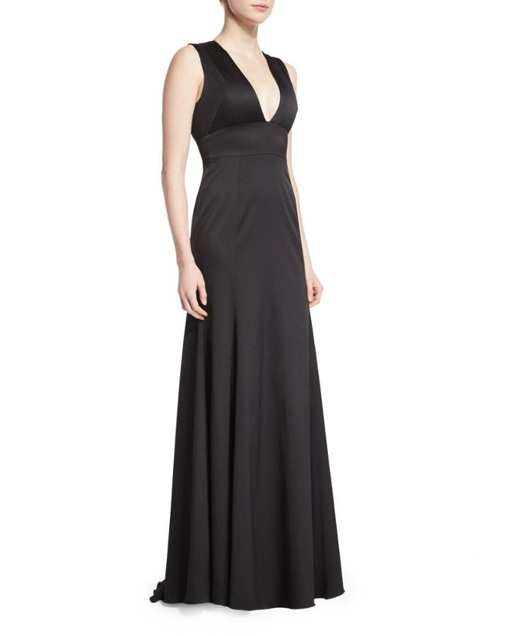 Sleeveless Plunging-neck Gown