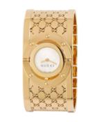 24mm Twirl Stainless Steel Flip Bangle Watch, Gold