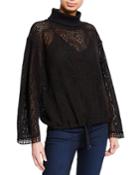 Turtleneck Lace Long-sleeve Top