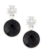Pave Maltese Cross Black Onyx Dangle & Drop Earrings