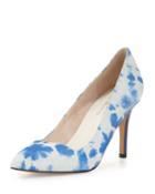 White By Ron White Mackenzie Printed Suede Pump, Royal, Women's,