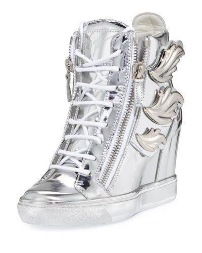 Metallic Wings Wedge Sneaker,