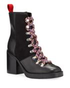Audrey Mixed Leather Combat Booties