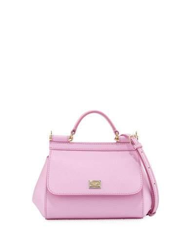 Sicily Micro Leather Crossbody Bag, Pink