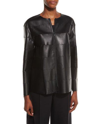 Murphy Zip-front Leather Jacket, Black