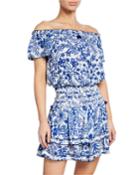 Amora Off-shoulder Printed Crop Top
