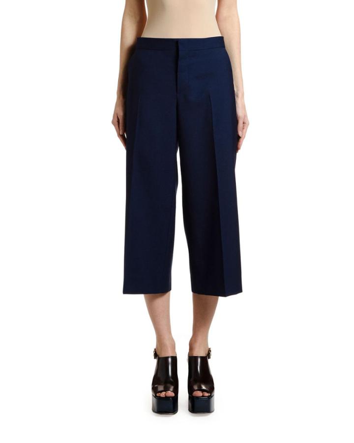 Wide-leg Crop Tropical Wool Pants