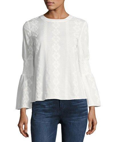 Embroidered Bell-sleeve Top