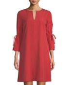 Deandra V-neck Silk Cloth Dress, Red