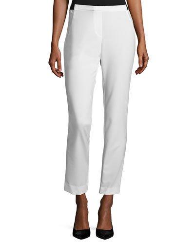 Straight-leg Elasticized Pants, White