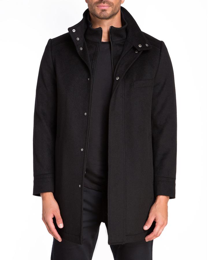 Men's Wool/polyester Coat With Inner Zip Bib